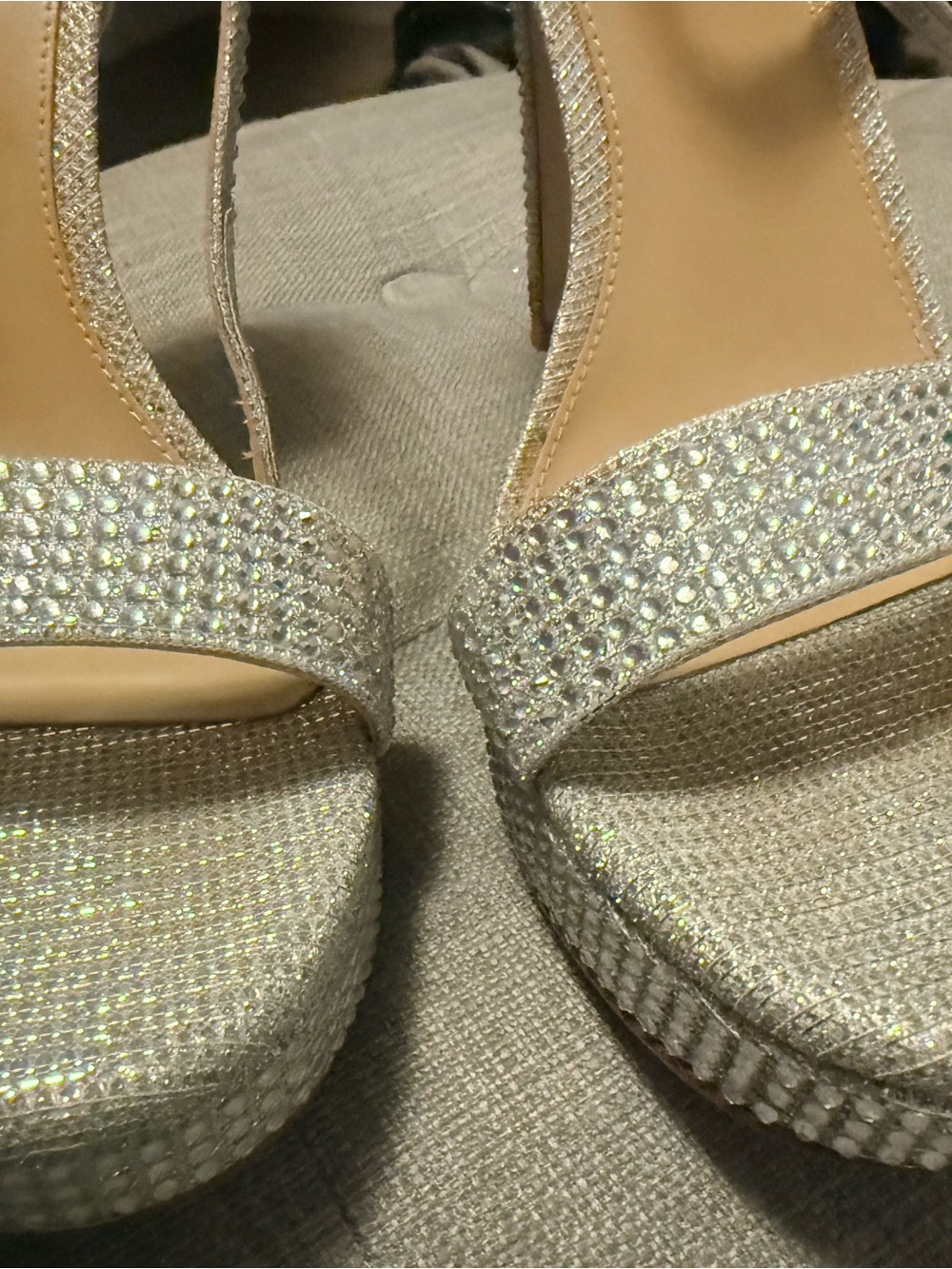 Michael Kors Silver Crystal Platform Sandals